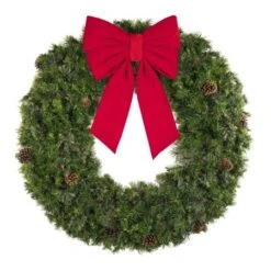 60" Unlit Deluxe Mixed Pine Wreath - Bow Option Available -Twinkly Shop w 60 mpu t6 b vb 24 r