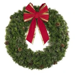 60" Unlit Deluxe Mixed Pine Wreath - Bow Option Available -Twinkly Shop w 60 mpu t6 b vb 24 rgt