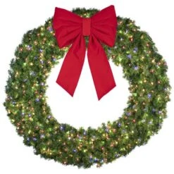 72" Lit Multi Deluxe Oregon Fir Wreath - Bow Option Available -Twinkly Shop w 72 dofl 6 m b vb 24 r