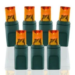 70 Light Amber/Orange 5 Mm Wide Angle Conical LED Christmas Lights