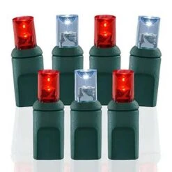 70 Light Pure White & Red 5 Mm Wide Angle Conical LED Christmas Lights